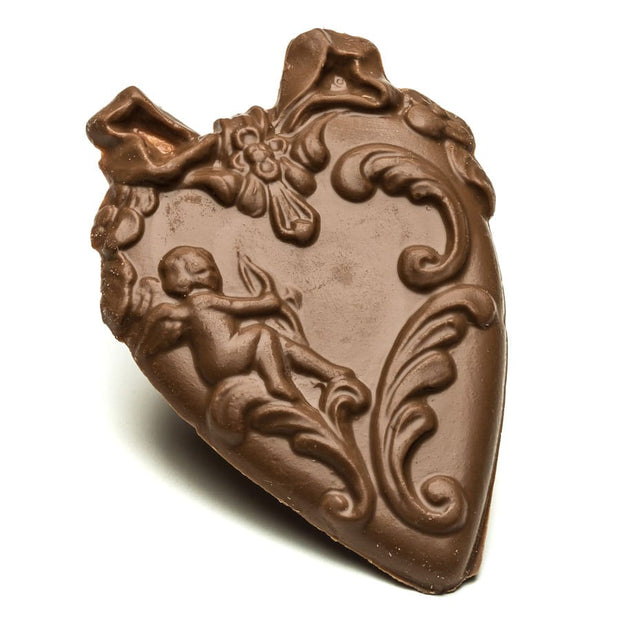 Milk Chocolate Heart with Bow and Cupid